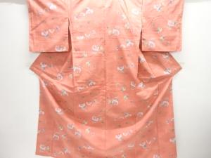 蘭模様織り出し手織り紬着物